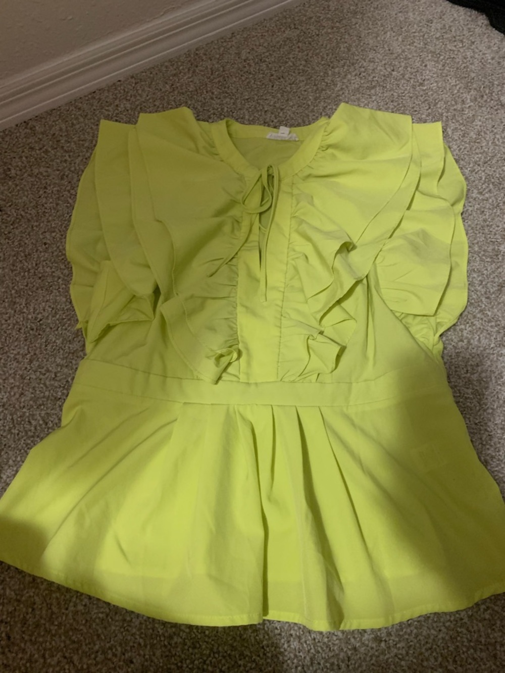 Ruffled Peplum Tie-Front Top in Lime